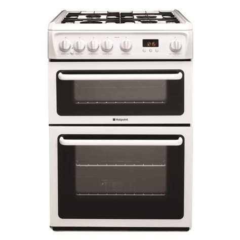hotpoint hag60p 60cm double oven gas cooker - white